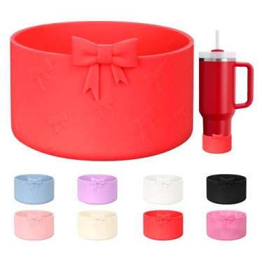 Imagem de ZXFYE Bota protetora de silicone Bow, compatível com Stanley 567.0-1,134.0 g Tumbler & Hydroflask 340.2-680.4 g, tampa antiderrapante protetor de para-choque para garrafas/copos com fundo de 7,2-7,6