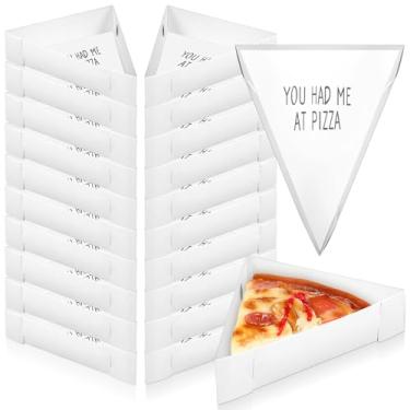 Imagem de Tioncy 50 peças de caixa de fatia de pizza a granel 24 x 19 x 4 cm prato descartável de cunha de pizza para casamento, triângulo, bandeja de papelão para aniversário, casamento, chá de panela
