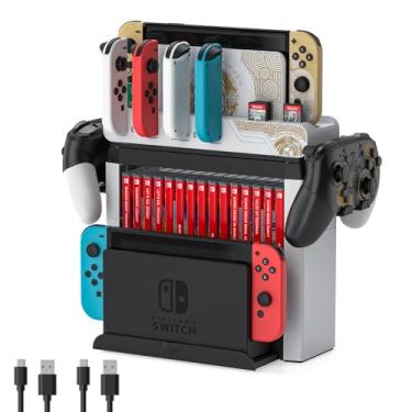 Imagem de Switch Games Organizer Station with Controller Charger, Charging Dock for Nintendo Switch & OLED Joycons, Switch Mounts, Brackets & Stands for Games, the Legend of Zelda: Tears of the Kingdom Edition
