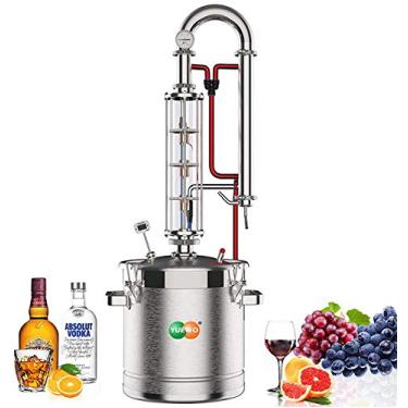 Imagem de YUEWO Moonshine Still 5,8 Gal, 22 litros, kit de fabricação de vinho de aço inoxidável, destilador de água, kit de preparação caseira para bricolagem de uísque, vinho, conhaque, vodca