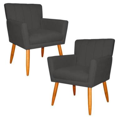 Imagem de Kit 2 Poltronas Decorativa para Sala de Estar Cecília Suede Cinza - Mo