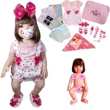 Imagem de Boneca Bebê Mamãe Reborn Menina 100% Silicone Enxoval Completo + Bolsa