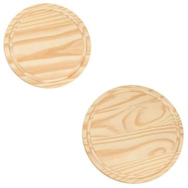 Imagem de Kit 2 Tábua redonda com canaleta 22Cm e 28Cm de pau madeira - Edal