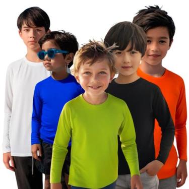 Imagem de Kit c/ 5 Camisetas Térmica Proteção UV Manga Longa Solar Infantil PLT 