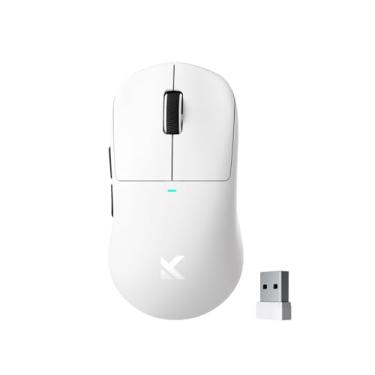Imagem de MCHOSE Mouse para jogos sem fio M7 Pro, sondagem de 8K, mouse ergonômico leve de 55 g PAW3395 Sensor óptico 650 IPS, 26000 DPI, 6 controles programáveis USB-C 3 modos PC/Mac branco