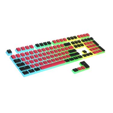 Imagem de Ranked Pudding PBT teclas | 112 Double Shot design translúcido ANSI EUA. EUA e ISO | Perfil OEM para teclado mecânico para jogos RGB (vermelho e preto)