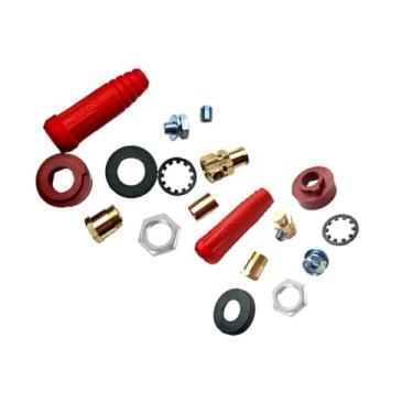 Imagem de DKJ10-25 & DKJ35-50 TIG Conector de solda Conjunto de plugue e soquete de corte a plasma cobre e borracha isolante 2 vermelho