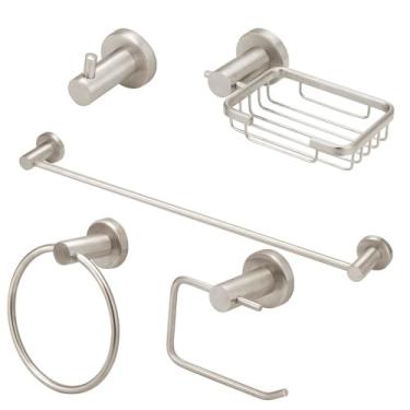 Imagem de Kit Acessórios Banheiro Completo Inox Escovado 5 Peças