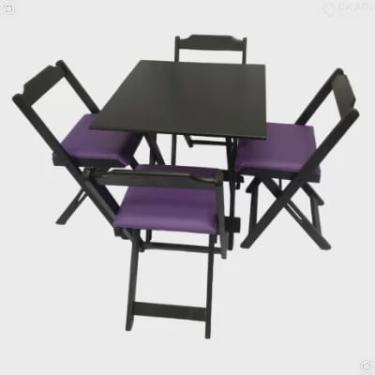 Imagem de Conjunto Dobrável 70x70 Com 4 Cadeiras Estofadas Roxo