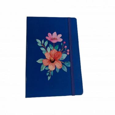 Imagem de Caderneta Para Anotações Desenho Organização 13,5x20,5cm Estampas Modelo Floral Fundo Azul