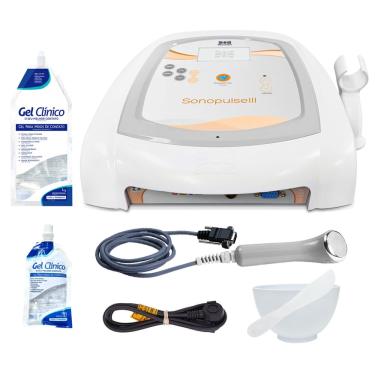 Imagem de Sonopulse iii Ultrassom 1 e 3mhz + Gel + Cubeta + Espátula - Ibramed