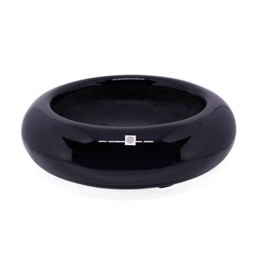 Imagem de Vaso Bacia Decorativo Redondo Em Fibra Para Planta Preto P 8 Cm B02 - D'rossi