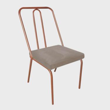 Imagem de Cadeira de Jantar Drika Office Escritório Recepção Ferro Bronze Sintético Bege - Ahz Móveis