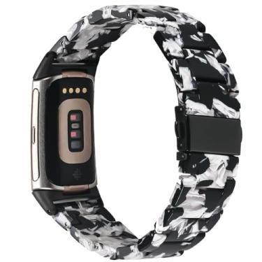 Imagem de Limque Pulseira de resina compatível com Fitbit Charge 6/Fitbit Charge 5, à prova d'água e leve de substituição com fivela de aço inoxidável, pulseira moderna para monitor de atividades físicas