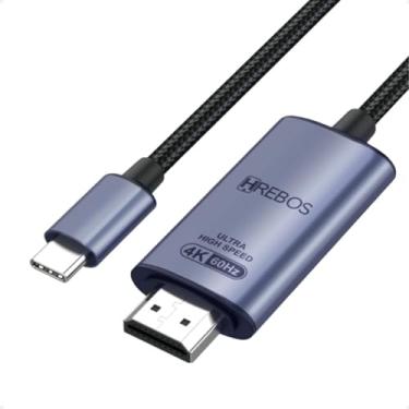 Imagem de Cabo Adaptador HDMI 4K Ultra HD, USB-C Macho para HDMI Macho, 60Hz 3840x2160, 1,8 metros preto, Alumínio