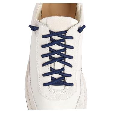 Imagem de VEILLEONG 2 pares de cadarços elásticos sem amarração para tênis, tamanho único para crianças e adultos, 2 pares, azul marinho