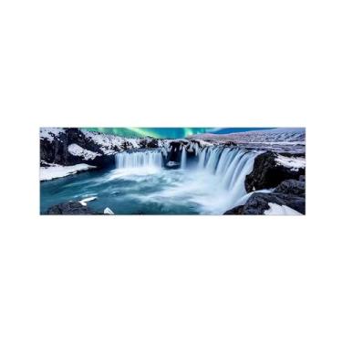 Imagem de Pintura de paisagem - Imagem de arte de parede em tela - Cachoeira de inverno - impressões em tela natureza para sala de estar quarto decoração de casa 50 x 150 cm 20 x 59 polegadas sem moldura