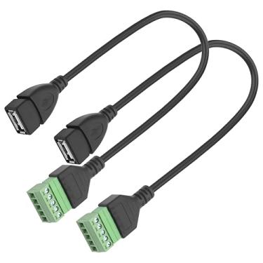 Imagem de MEIRIYFA Bloco terminal de parafuso USB 2.0, cabo sem solda, plugue fêmea USB 2.0 para parafuso de 5 pinos, adaptador de extensão de parafuso, conversor de conector para transferência de dados, 30 cm