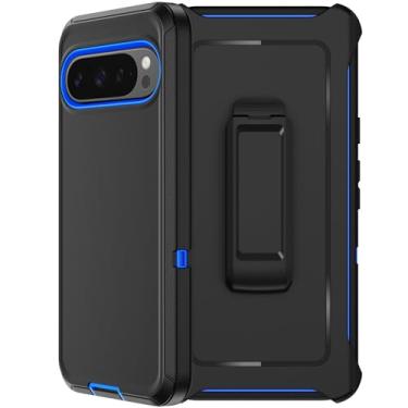 Imagem de RubCase Capa para Google Pixel 9 Pro XL com clipe de cinto, 2 protetores de tela, resistente, grau militar, à prova de choque, à prova de poeira, capa protetora robusta para Pixel 9 Pro XL