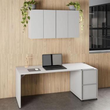 Imagem de Mesa Escrivaninha 1,70m Pé Painel c/ 2 Armários Aéreos F5 - F5 Office 