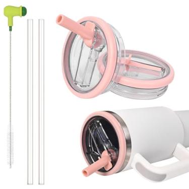 Imagem de Tampa de substituição à prova de vazamento de canudo flip para Stanley 1,134 g Tumbler Quencher - 2 pacotes 1,134 g Tampa superior à prova de derramamento reutilizável Stanley Cup acessórios com