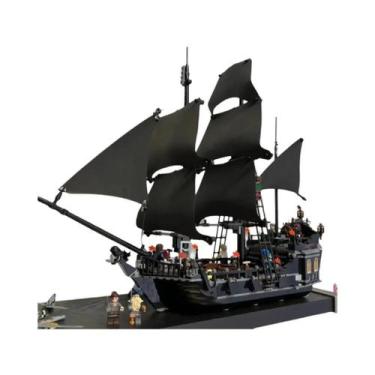 Imagem de Preto Pérola Caribe Navio Pirata Modelo Montagem Brinquedo Veleiro Blo
