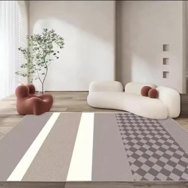 Imagem de Tapete para sala de estar, mesa de centro luxuosa, tapete preto e branco, moderno e minimalista, cobertor de cabeceira para quarto (80 x 160 cm (2,6 x 5,3 pés/X-SJR 14)