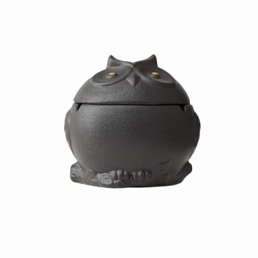 Imagem de Cinzeiros de mesa de cerâmica cinzeiro de mesa clássico retro criatividade bonito à prova de vento para fumar para uso doméstico escritório ornamentos (tamanho: Black B)