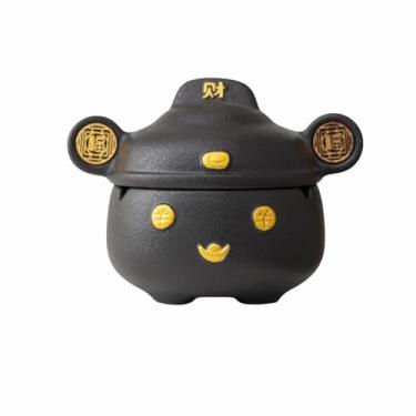 Imagem de Cinzeiros de mesa de cerâmica cinzeiro de mesa clássico retro criatividade bonito à prova de vento para fumar para uso doméstico escritório ornamentos (tamanho: Black D)