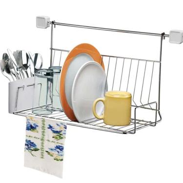 Imagem de Escorredor de Louça e Talher de Parede Suspenso em Aço Cromado de Parede Utimil