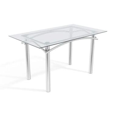 Imagem de Mesa p/ Cozinha Elba c/ Tampo de Vidro 140cm Cromada - Kappesberg