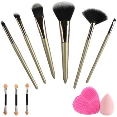 Imagem de Kit 9 Pincéis Para Maquiagem Luxo Esponja Limpador CBRN11049 - COMMERC
