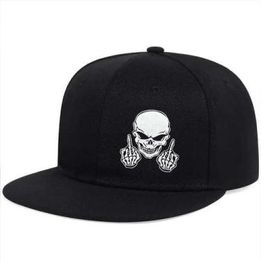 Imagem de Boné de Beisebol Hip-Hop com Bordado de Dedo Esqueleto - Ajustável e U