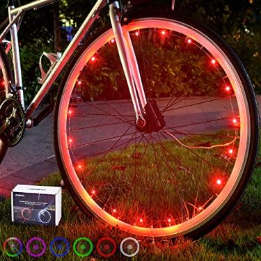 Imagem de DAWAY Luzes LED para pneu de bicicleta A01 - Decoração de roda de bicicleta à prova d'água brilhante (1 peça, vermelho), luzes de raio de bicicleta de segurança, acessórios legais de decoração de