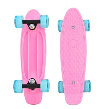 Imagem de CyBoard Mini skate rosa de 43 x 12 cm, mini cruiser board com roda de poliuretano macio