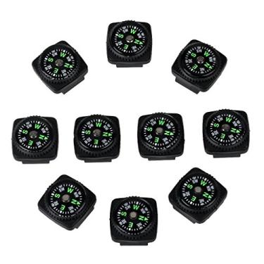 Imagem de Conjunto de bússola bayite rígida com botão de enchimento líquido para pulseira de relógio de sobrevivência com corda de paraquedas, pacote com 10