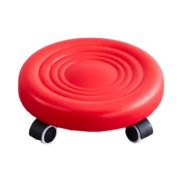 Imagem de Ioensy Bancas de baixa altura rolando banco baixo com rodas Movable robusta banco de rolo curto para a entrada da loja de garagem, Vermelho