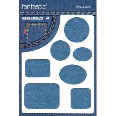 Imagem de Conjunto de remendo jeans com formas azuis claras para jeans – Remendos decorativos e reparadores duráveis para jaquetas, calças e roupas jeans – Aplique de tecido fácil sem costura