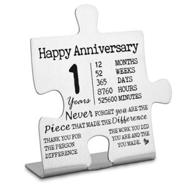 Imagem de Presentes de placa de aniversário de trabalho de 1 ano para funcionários, presentes de agradecimento para funcionários de colegas, aniversário de trabalho de 1 ano para ele, Happy 1st Work Anniversary