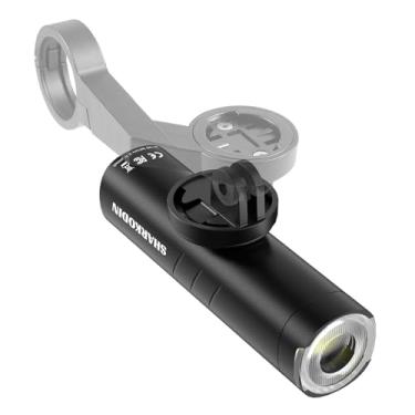 Imagem de SHARKODIN Farol de bicicleta recarregável, lente rotativa antirreflexo para andar à noite, IP66 à prova de água e poeira, para bicicleta de estrada MTB, compatível com Garmin (1200 lúmens 4000mAh)
