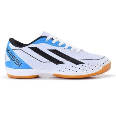 Imagem de Chuteira Futsal Messi Branca Leve e Confortável para Quadra e Salão  S
