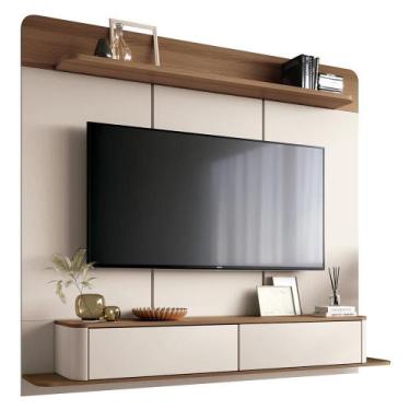 Imagem de Home Suspenso Galax para TV até 70 - HB Móveis, Off White/Castanho