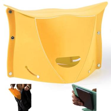 Imagem de koofull Banco Portátil Dobrável Para Áreas Externas, Espessura De 0,5 Pol., Abertura Rápida Camping, Caminhadas, Piqueniques, Pesca, Metrô, Mini Apoio Os Pés Penico Viagem Leve E Dobrável, Amarelo