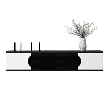 Imagem de Armário de TV montado na parede, prateleira flutuante, suporte de TV, console de mídia, centro de entretenimento, prateleira aberta, unidade de TV, prateleira de armazenamento, prateleiras de canto