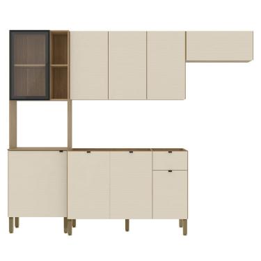 Imagem de Cozinha Compacta Balcão Sem Tampo Laura Plus Soft/Freijó Z06 - Mpozenato