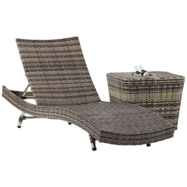 Imagem de  1 Espreguiçadeira Bona e Mesa Grécia em Alumínio e Fibra Sintética Piscina, Jardim, Decoração Trama