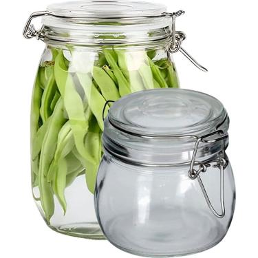 Imagem de Kit 6 Potes De Vidro Hermético Mantimentos Conserva Vedação