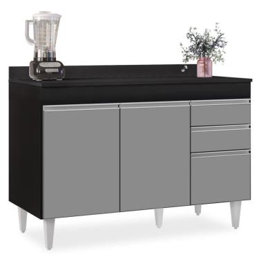 Imagem de Balcão Gabinete Para Pia Com Tampo 120cm Michigan Pto-cinza - Lumil