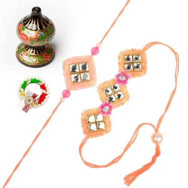 Imagem de Tarini Gallery Conjunto de 2 Rakhi e Lumba para Brother Bhaiya Bhai Bhabhi Raksha Bandhan Thread Roli Chawal Embalagem de Presente, One Size, Plástico, Sem Pedra Preciosa