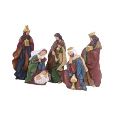 Imagem de IEUDNS Conjunto de estátuas de presépio, nascimento de Jesus, figuras de resina, artesanato, itens colecionáveis ​​tradicionais para quarto, prateleira,